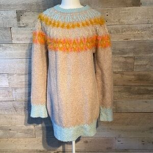 Anthropologie Sleeping on snow women’s long oversized Nordic style sweater small